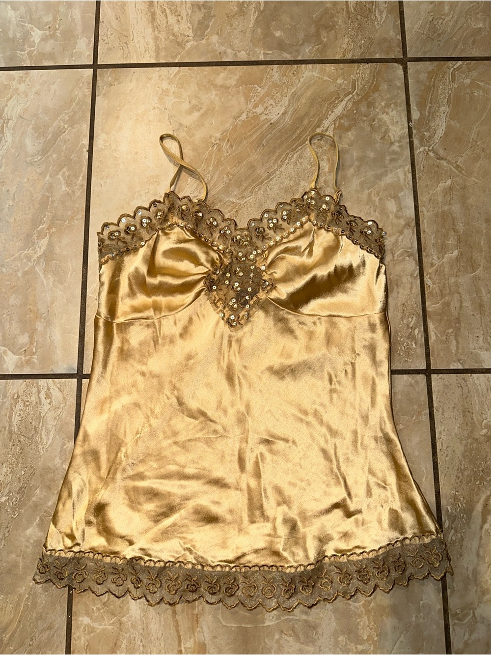Y2K Gold Rampage Satin Cami top Size L